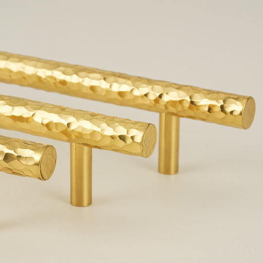 Solid Brass Long Wardrobe Cabinet Door Handle Hand Hammered Drawer Knob European Golden Furniture Hardware Frontier General Hardware