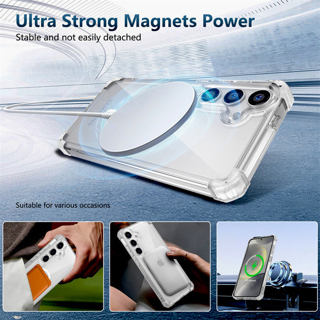 Shockproof Armor Transparent Case For Samsung Galaxy S25 S24 S23 S22 Note 20 Ultra Plus FE S24FE S23FE For Magsafe Charge Covers Frontier General Hardware