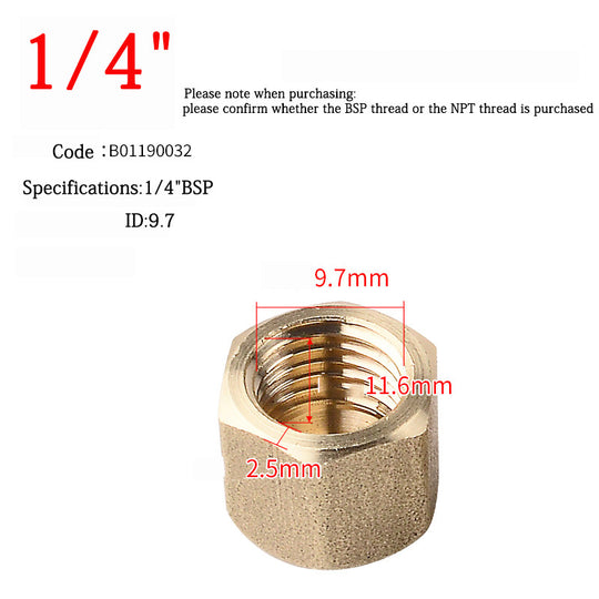 Frosted Brass Air Conditioning Stop Valve Sealing Cap Plug With BSPT And NPT Threads One Eighth To Seven Eighths Inch Frontier General Hardware