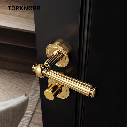Topknorr Interior Bedroom Door Lock Gold Zinc Alloy With Keys Wooden Door Handle Split Body Mute Magnetic Suction Retro Frontier General Hardware