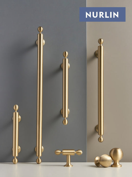 Nurlin French Luxury Solid Brass Cabinet Hardware Round Knobs T Bar Wardrobe Door Pull for Drawers and Cabinets Frontier General Hardware