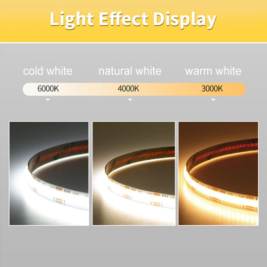 COB LED Strip Lights 12V 24V 320LEDsPerM 8mm PCB High Density Flexible Tape 2700K 4500K 6000K Kitchen Decor 1M 5M 10M Frontier General Hardware