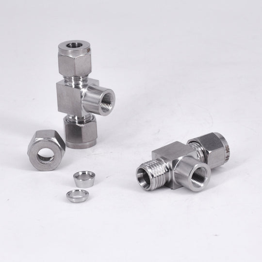 Stainless Steel 3 Way Tee Compression Fitting For 6To14 Mm Tubes BSP Female Threads M10x1 M14x1.5 M16x1.5 M20x1.5 Frontier General Hardware