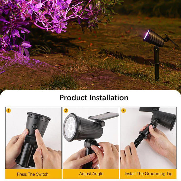9LED Solar Spotlights Garden Waterproof IP65 Spot Lights Brightness Adjustable for Outdoor Backyard Driveway Lawn Decor Lighting Frontier General Hardware