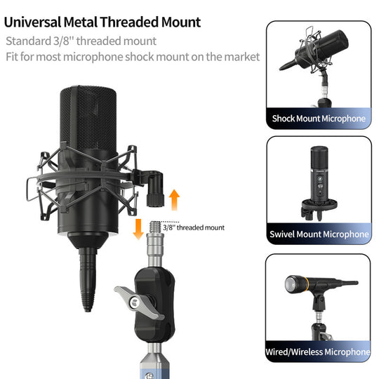 Mic Boom Arm Desk Mount With 360 Degree Swivel Microphone Stand Arm Adjustable With Detachable Rise Column For Streaming Frontier General Hardware
