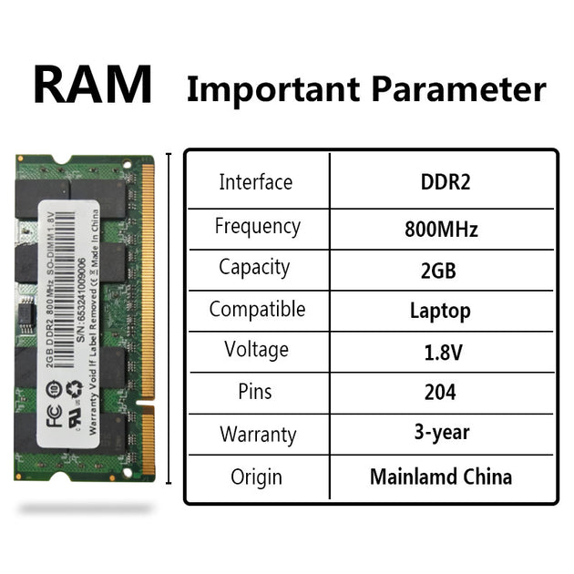 5 Pack Ymeiton DDR2 Laptop RAM SO-DIMM 2GB 800MHz 240Pin Notebook Memory Wholesale Free Shipping Frontier General Hardware