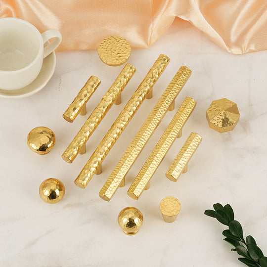 Solid Brass Long Wardrobe Cabinet Door Handle Hand Hammered Drawer Knob European Golden Furniture Hardware Frontier General Hardware