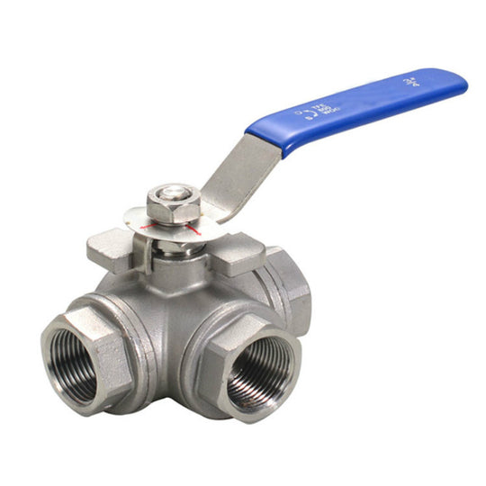 Stainless Steel 3 Way Ball Valve DN15 One Half Inch BSP Female SS304 L Type T Flow Water Valve Frontier General Hardware