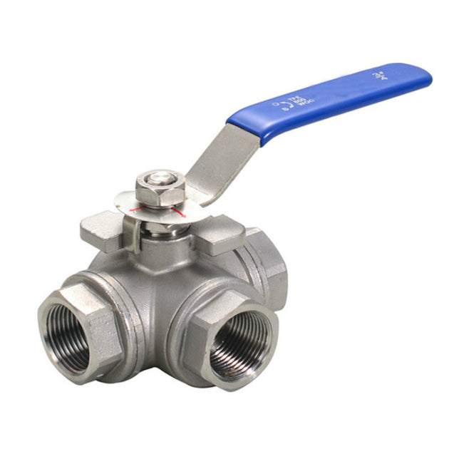 Stainless Steel 3 Way Ball Valve DN15 One Half Inch BSP Female SS304 L Type T Flow Water Valve Frontier General Hardware