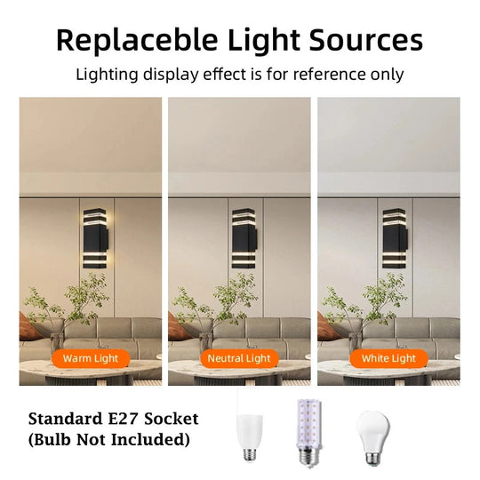LED Outdoor Wall Lights E27 Up Down Exterior Wall Sconce IP65 Waterproof Lamp For Porch Front Door Garden Frontier General Hardware