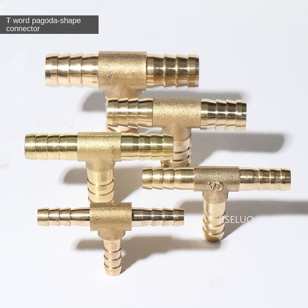 Tee T Type 3 Three Way Brass Pipe Fitting Connector Adapter 4mm 5mm 6mm 8mm 10mm 12mm 16mm 19mm Hose Barb Frontier General Hardware