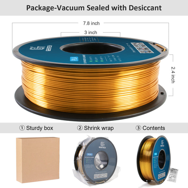 GEEETECH Silk PLA 3d Filament Wire 1kg 1.75mm Spool Wire 3D Printer Material 3D Print Refills, Fast Delivery Vacuum Package Frontier General Hardware