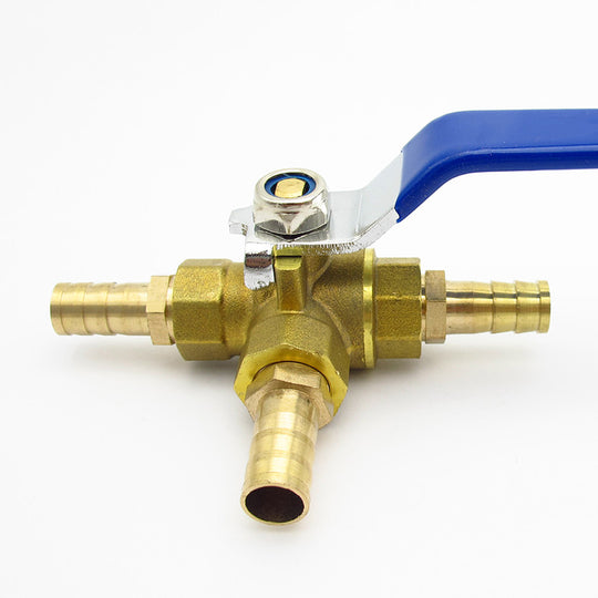 Brass Hose Barb Full Port T Port Three Way Ball Valve Connector for Water Oil Air Gas 4mm to 25mm Frontier General Hardware