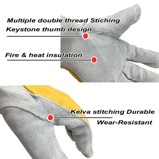 Men's Work Gloves Soft Cowhide Driver Hunting Driving Farm Garden Welding Security Protection Safety Mechanic Glove Frontier General Hardware