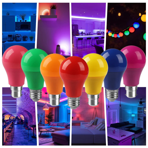 1-20 Pack LED Bulb Colorful Light E27 B22 8W AC100-240V Seven Colors Red Blue Festival Celebration KTV Showcase Lights Frontier General Hardware