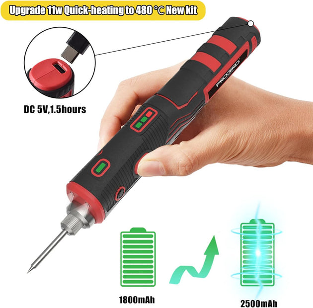 FROGBRO Cordless Soldering Iron LD006A 8W Temperature Range 200 To 480 C USB Kit 1800mAh Frontier General Hardware