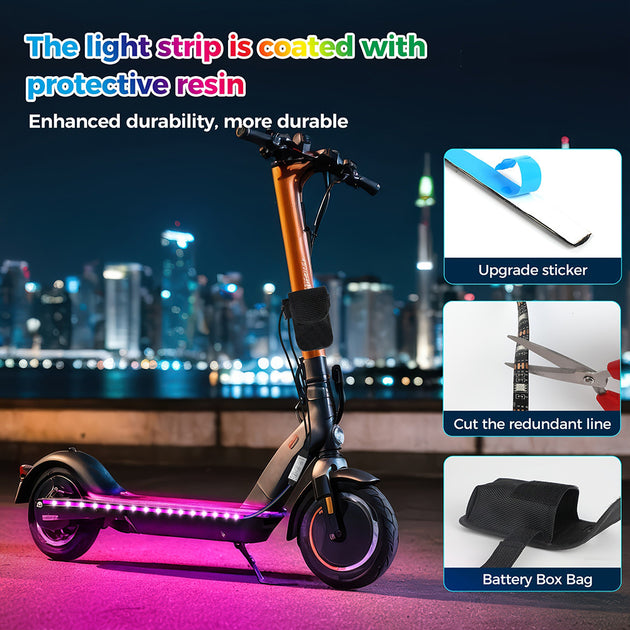 RGB LED Strip Lights for Scooter and Bicycle Safety, Battery Powered Night Riding Warning Lights Frontier General Hardware
