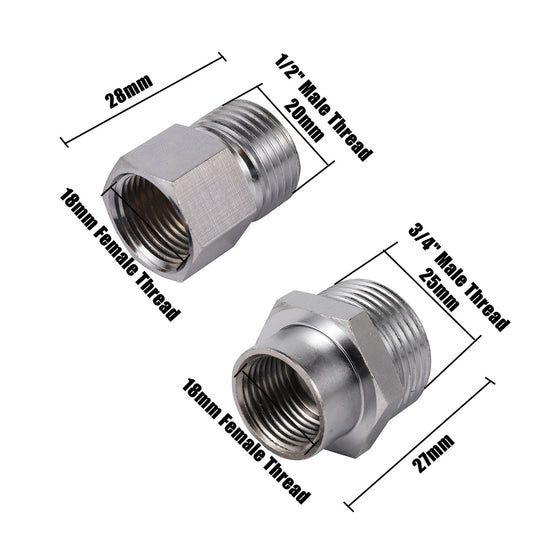 M18 To One Half Inch And Three Quarter Inch Male Thread Adapter Nickel Plated Copper 18mm Female Connector Frontier General Hardware