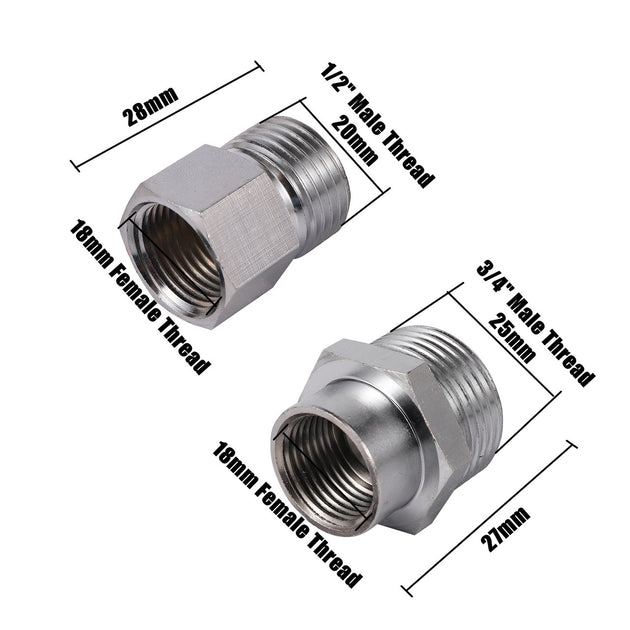 M18 To One Half Inch And Three Quarter Inch Male Thread Adapter Nickel Plated Copper 18mm Female Connector Frontier General Hardware