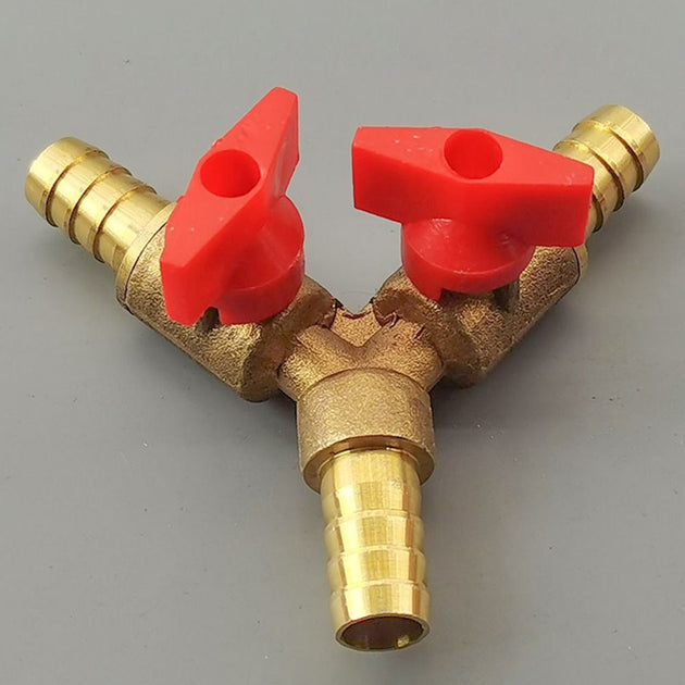 8mm 10mm 12mm Y Type Hose Barb 3 Way Brass Shut Off Ball Valve Pipe Fitting Connector Adapter Fuel Gas Water Oil Air Frontier General Hardware