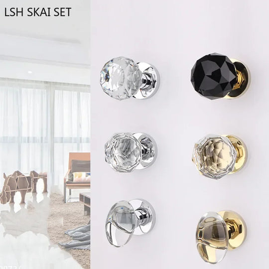 Light Luxury Invisible Lock With Crystal Door Handle Portable Door Lock Gold Indoor Single Sided Handle Frontier General Hardware