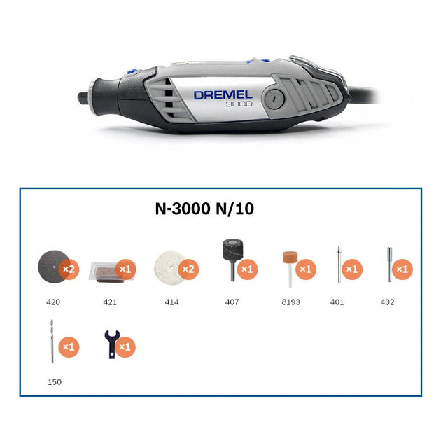Dremel 3000 Electric Rotary Tool Kit Multi Function Engraver Grinder for Cutting Carving Polishing 10 Accessories 220V Frontier General Hardware
