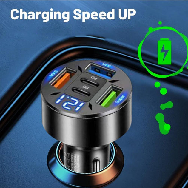 250W 5 Ports Car Charger Fast Charging PD QC3.0 USB C Car Phone Charger Type C Adapter In Car For IPhone Frontier General Hardware