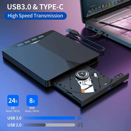 7-in-1 USB 3.0 Type-c external DVD RW optical drive burner reader player optical drive external PC laptop desktop Frontier General Hardware