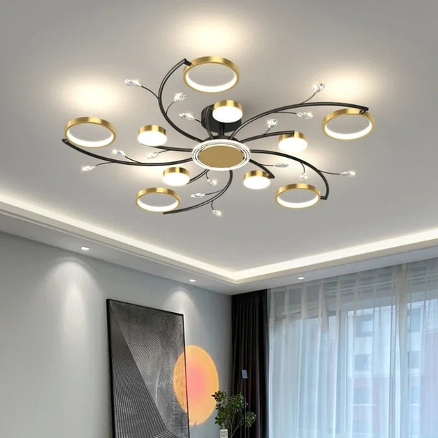 Nordic Modern Minimalist LED Chandelier For Living Room Dining Room Bedroom Study Crystal Decoration Ceiling Light Frontier General Hardware