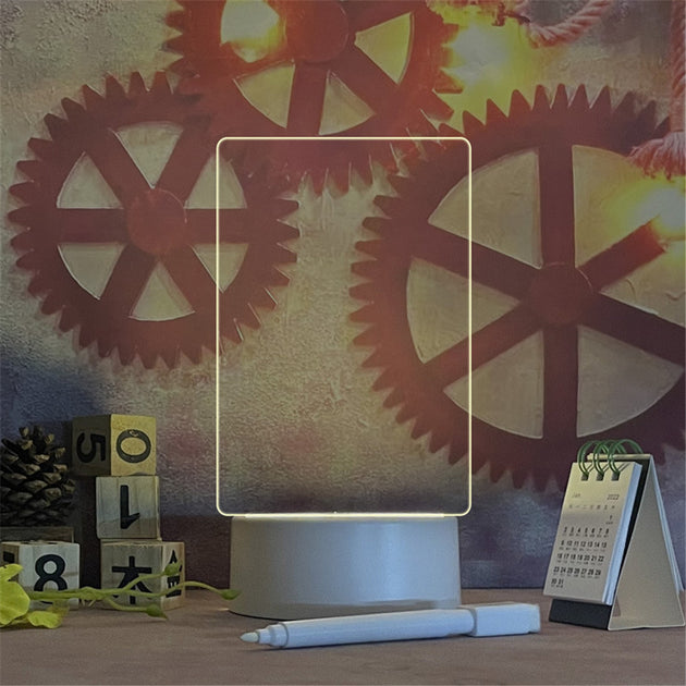 Transparent Luminous LED Night Light USB Acrylic Message Board With Erasable Pen Calendar Desktop Ornament Frontier General Hardware