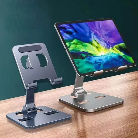 Universal Aluminum Phone And Tablet Holder Stand Adjustable Folding Desktop Mount For iPhone iPad 4 To 12 Inches Frontier General Hardware