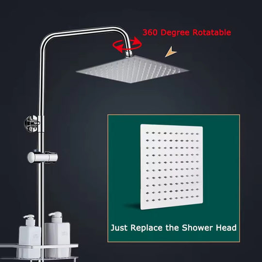 Rainfall High Pressure Shower Head 12/10/8 Inch Stainless Steel Ultra-thin Waterfall Shower Heads Rainfall Shower Head Square ﻿ Frontier General Hardware