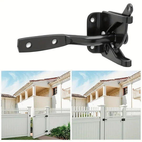 Carbon Steel Automatic Door Lock Guardrail Bolt Lock With Screws For Home Outdoor Fence Hardware Frontier General Hardware