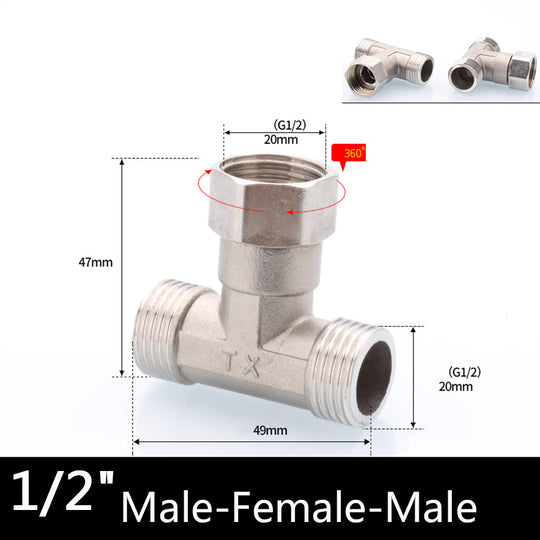 201 Stainless Steel Movable Joint Half Inch BSPT Female Male Butt Joint Elbow Adapter Tee Type Coupler Plumbing Fittings Frontier General Hardware