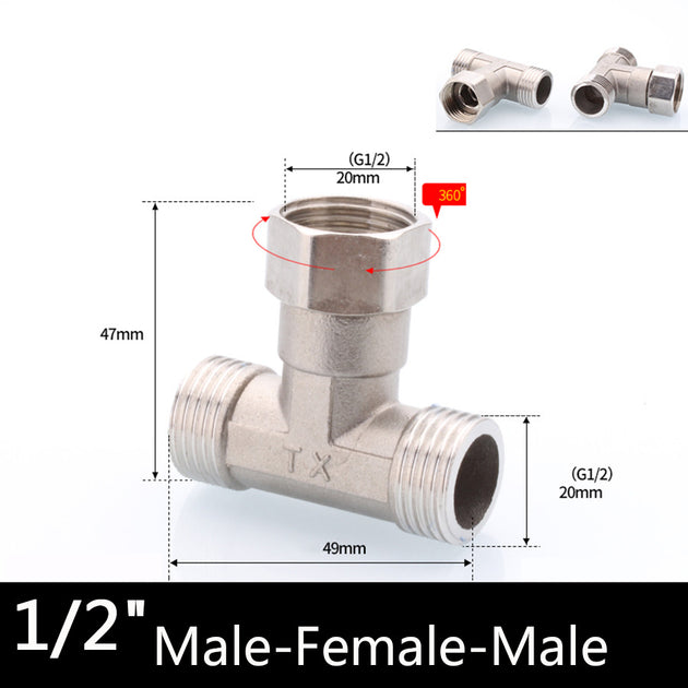 201 Stainless Steel Movable Joint Half Inch BSPT Female Male Butt Joint Elbow Adapter Tee Type Coupler Plumbing Fittings Frontier General Hardware