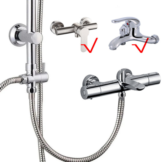 Split Shower Column Set With Single Cold Mixer Water Tap Bathtub Taps Rainfall Shower Head Adapter Stainless Steel Copper ABS Plastic Frontier General Hardware