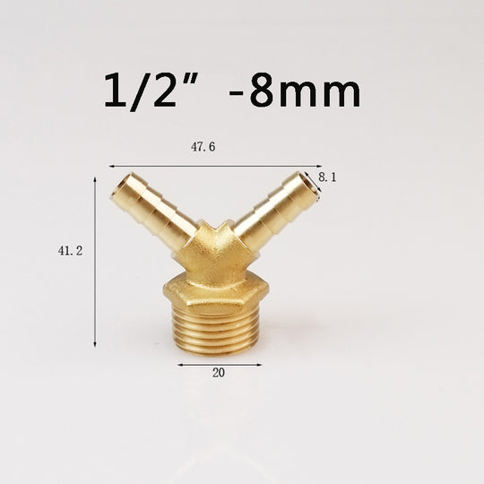 Brass V Shaped Double Barb Hose Fitting to BSP Half Inch Male Thread 8mm 10mm Barbs Oil Water Gas Connector Frontier General Hardware
