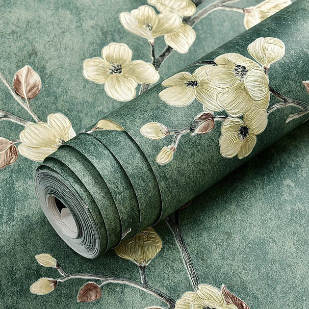 3D Plum Blossom Vintage Wallpaper Non Self Adhesive For Living Room TV Background Home Decor Non Woven 9.5m X 53cm Frontier General Hardware
