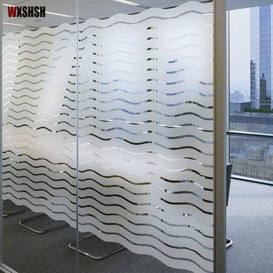 Stripe Wave Frosted Window Film Cling Privacy Glass Decor For Bathroom Privacy Protection Frontier General Hardware