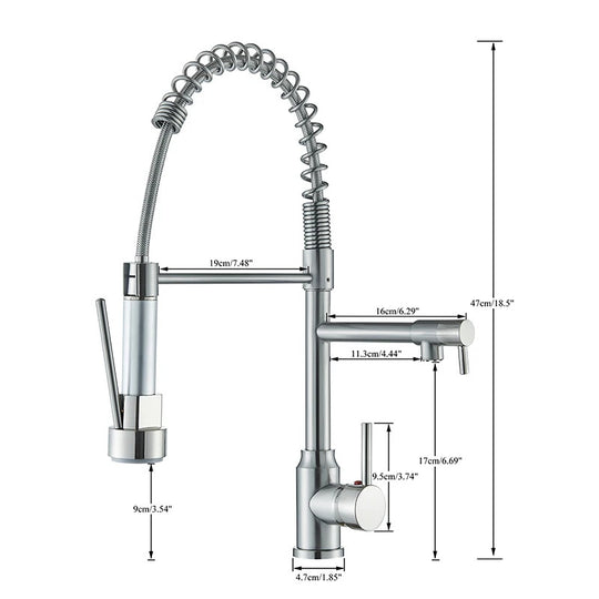 Brushed Nickel Brass Kitchen Sink Faucets Dual Outlet Water Cold And Hot Deck Mounted Spring Mixer Faucets Frontier General Hardware