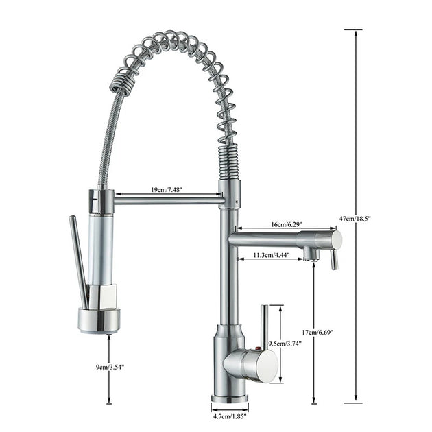 Brushed Nickel Brass Kitchen Sink Faucets Dual Outlet Water Cold And Hot Deck Mounted Spring Mixer Faucets Frontier General Hardware