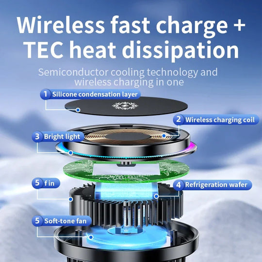 Ice Cooling Magnetic Wireless Car Charger Stand With MagSafe For IPhone 16 15 14 13 12 Pro Max Fast Charging Car Mount Frontier General Hardware