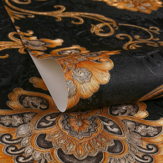 European Style Luxury Damask Wallpaper Roll 3D Embossed PVC Thickened Wall Mural For Living Room And Bedroom Frontier General Hardware