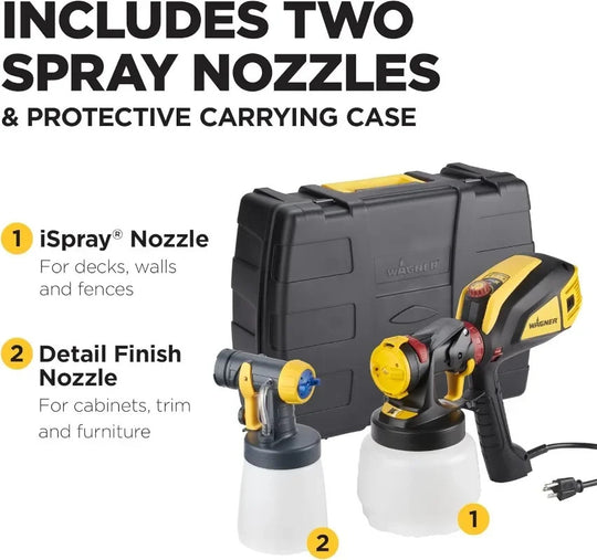 Wagner FLEXiO 595 Handheld HVLP Paint Sprayer Sprays Most Unthinned Latex, Includes Two Nozzles, Full Adjustability Frontier General Hardware