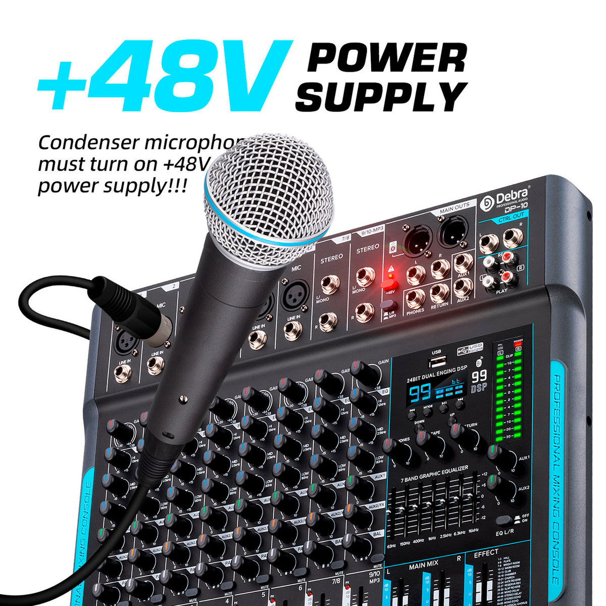 IKGE DP 10 Professional DJ Mixer With 99 DSP Reverb Bluetooth Connecti