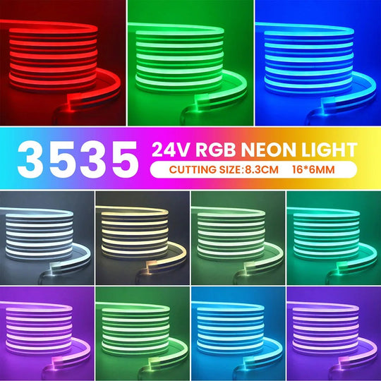 RGB LED Neon Rope Light Strip 24V DC Waterproof IP67 Smart Bluetooth App Music, 5M 10M 15M 20M 30M, Dimmable For Pool Frontier General Hardware