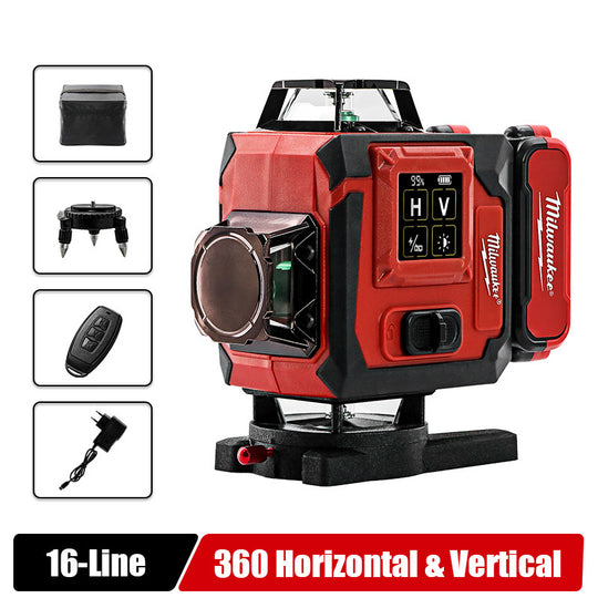 Milwaukee 16 Line Laser Level 360 Degree Coverage For Tile And Ceiling Measurements High Precision Auto Leveling Frontier General Hardware