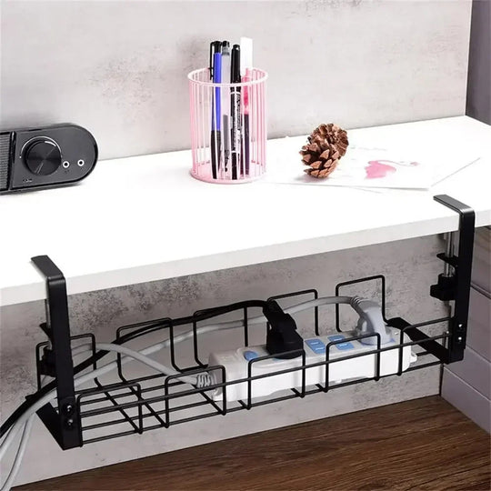 Under Table Storage Rack Metal Cable Management Tray Home Office Desk Wire Organizer No Punching Kitchen Storage Accessories Frontier General Hardware