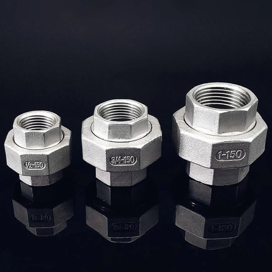 1PCS 304 Stainless Steel Union Joint Coupling 1/4" 3/8" 1/2" 3/4" 1" 1-1/4" 1-1/2" 2" BSP Female Male Thread Cast Pipe Fitting Frontier General Hardware