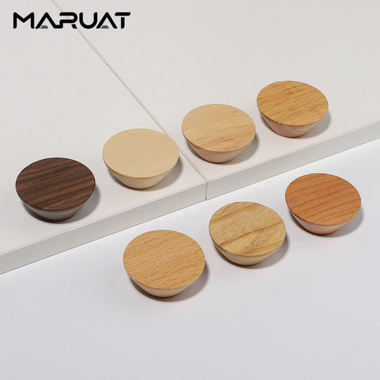 Solid Wood Round Knob Handle for Wardrobe Cabinet Door and Drawer Rustic Furniture Hardware Single Hole Mount Frontier General Hardware